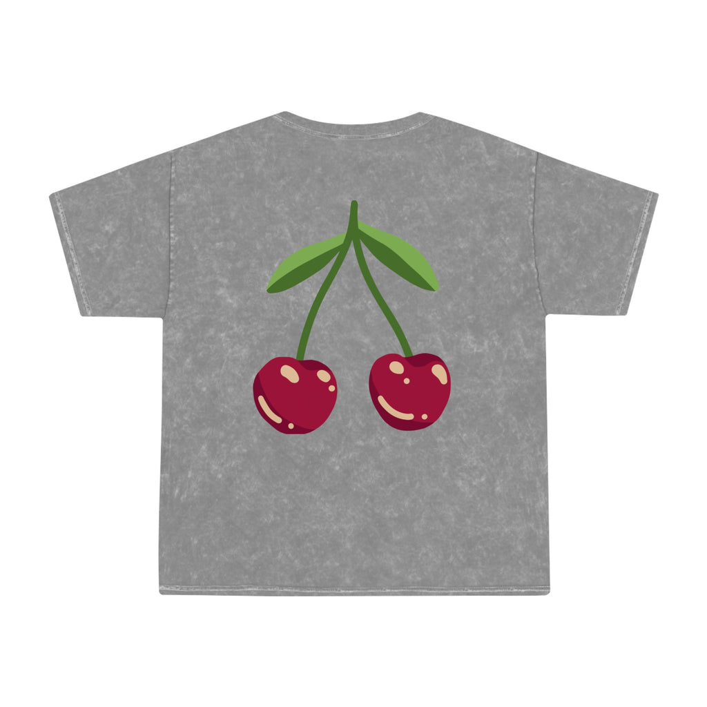 Cherry Graphic T-Shirt — Retro Fruit Print Mineral Wash Tee