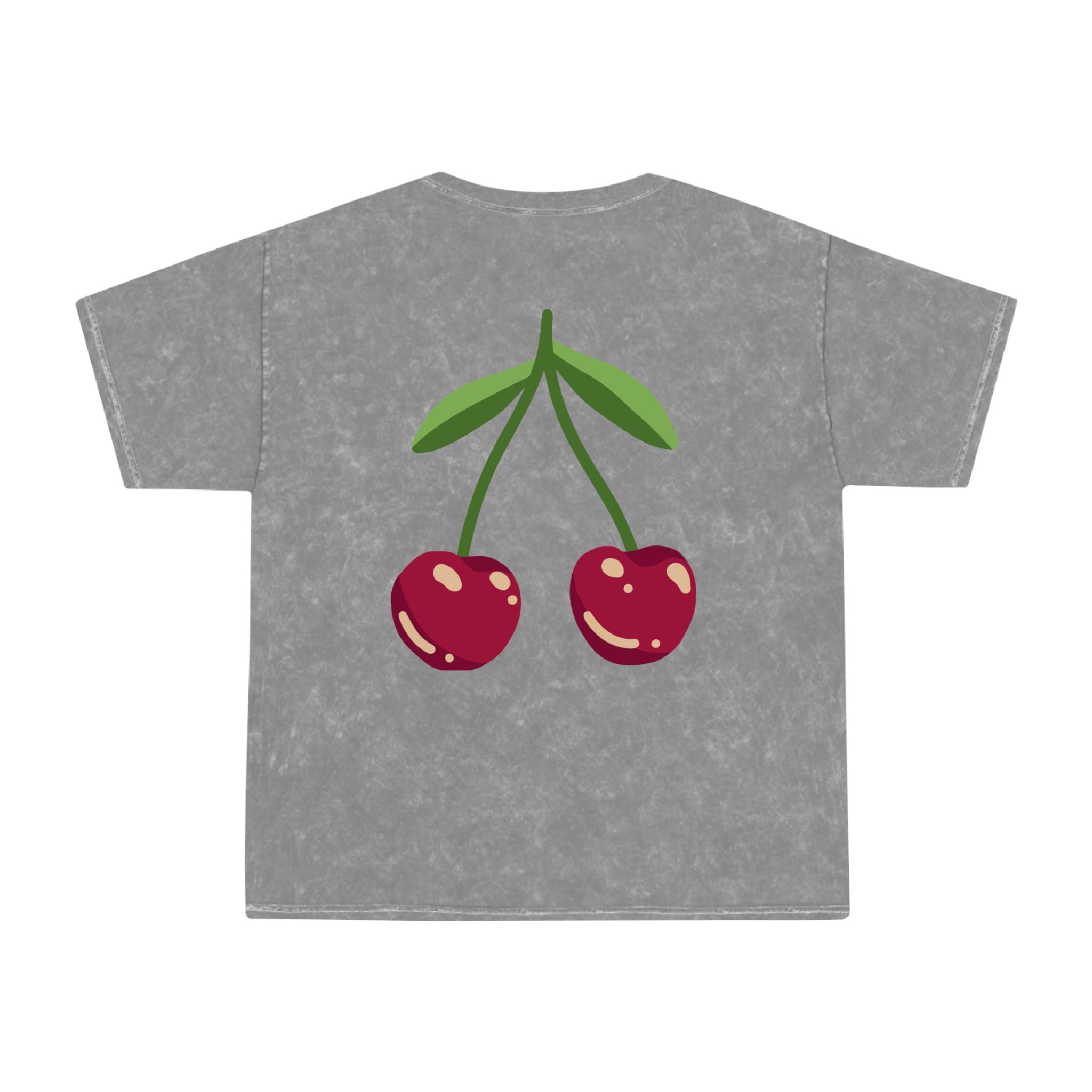 Cherry Graphic T-Shirt — Retro Fruit Print Mineral Wash Tee